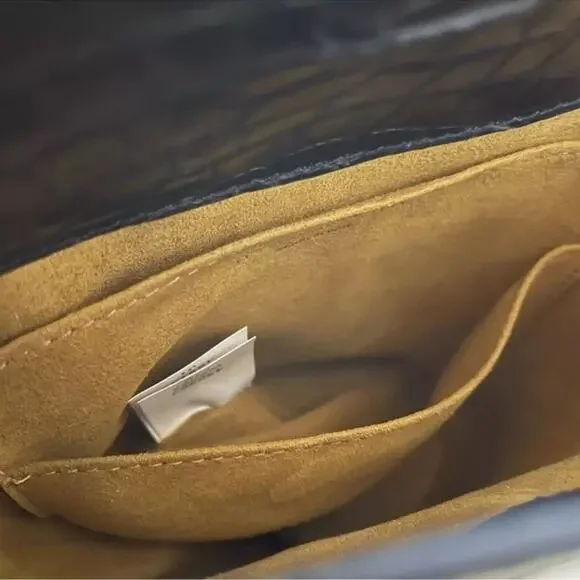 New Stella McCartney Black Croc Embossed Bucket Bag Gold Handle W/ Dust Bag - Picture 9 of 16